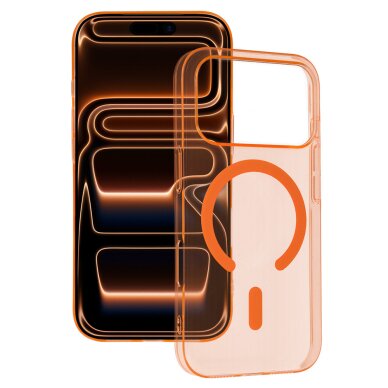 iPhone 17 PRO MAX orange SLIM CLEAR MAG nugarėlė 1