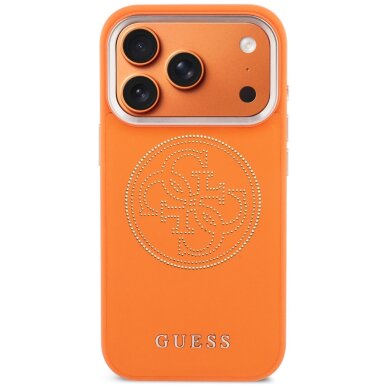 iPhone 17 PRO orange MagSafe PU Leather Perforated 4G GUESS nugarėlė 2