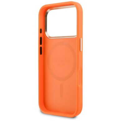 iPhone 17 PRO orange MagSafe PU Leather Perforated 4G GUESS nugarėlė 6