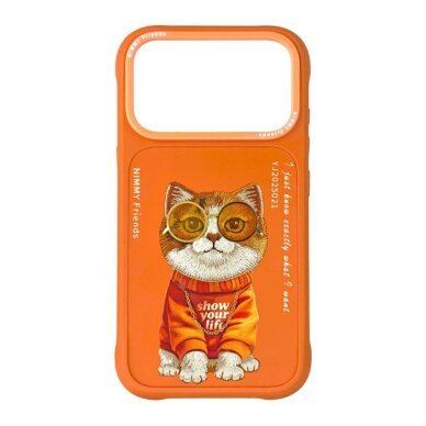 iPhone 17 PRO orange NIMMY Cat with Glasses nugarėlė iPhone 17 PRO orange NIMMY Cat with Glasses nugarėlė