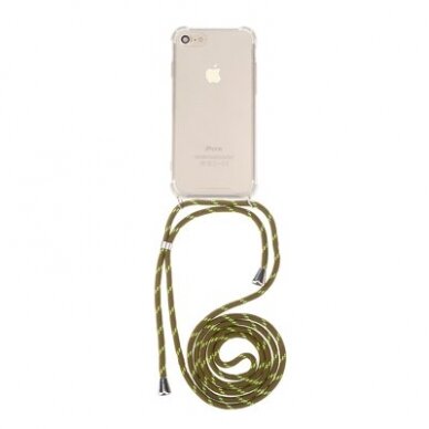 iPhone 5/5S/SE skaidri CORD nugarėlė su žalia virvute ant kaklo 2