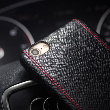 iPhone 6+ juoda odinė STITCHES QIALINO nugarėlė 1