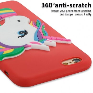 iPhone 6/6S raudona nugarėlė Unicorn 3D 1
