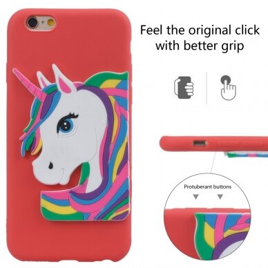 iPhone 6/6S raudona nugarėlė Unicorn 3D 5