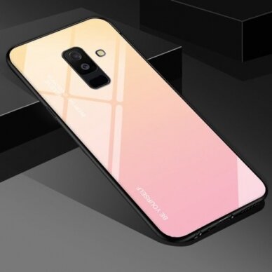 iPhone 6/6S rožinė+juoda AURORA GLASS nugarėlė 3