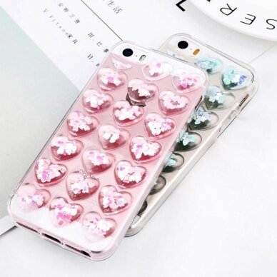 iPhone 6/6S silver 3D HEART nugarėlė