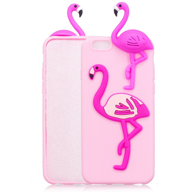 iPhone 6+/6s+ šviesiai rožinė nugarėlė Flamingo 4D