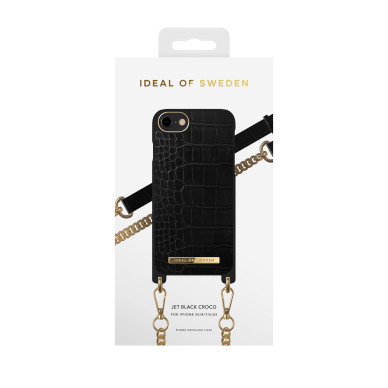 iPhone 6/7/8/SE 2020/SE 2022 iDeal Of Sweden nudarėlė su grandinėle Jet Black Croco 3