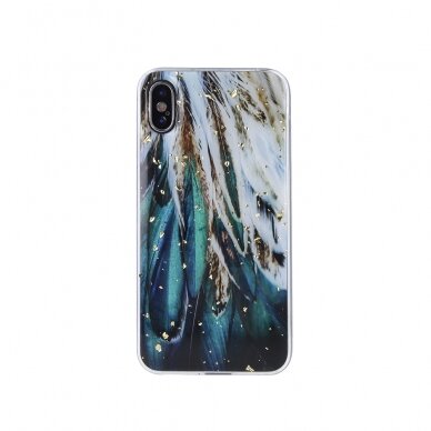iPhone 7/8/SE 2020 Gold Glam Feathers nugarėlė 1