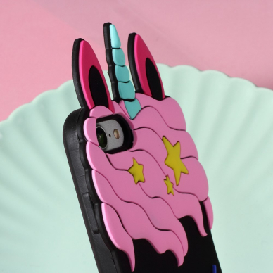 iPhone 7/8/SE 2020 juoda nugarėlė Cute Unicorn 2