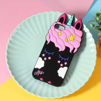 iPhone 7/8/SE 2020 juoda nugarėlė Cute Unicorn