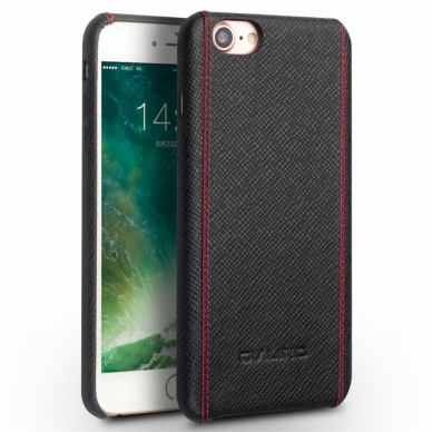 iPhone 7/8/SE 2020 juoda odinė STITCHES QIALINO nugarėlė