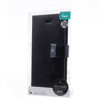 iPhone 7/8/SE 2020/SE 2022 juodas MERCURY RICH DIARY dėklas 2