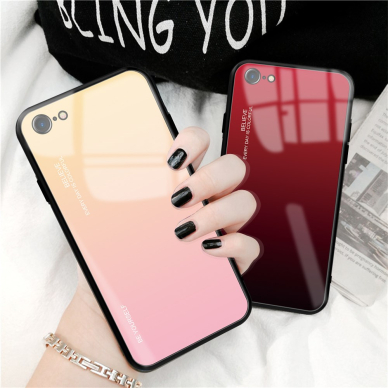 iPhone 7/8/SE 2020 rausva tracy GLASS nugarėlė 4