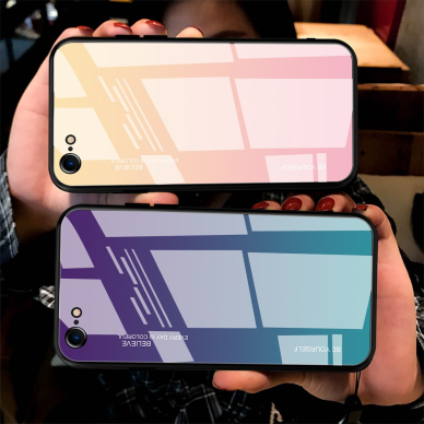 iPhone 7/8/SE 2020 rausva tracy GLASS nugarėlė 5
