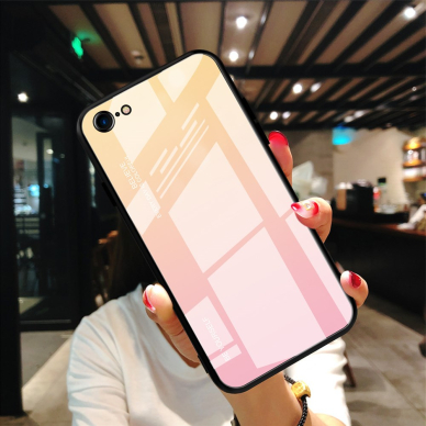 iPhone 7/8/SE 2020 rausva tracy GLASS nugarėlė