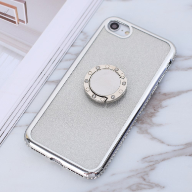 iPhone 7/8/SE 2020 tracy sidabro spalvos Glitter Ring nugarėlė 3
