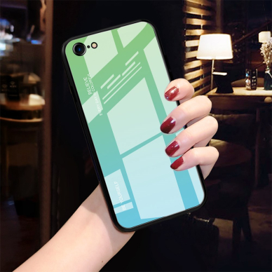 iPhone 7/8/SE 2020 žalia+melsva tracy GLASS nugarėlė 1