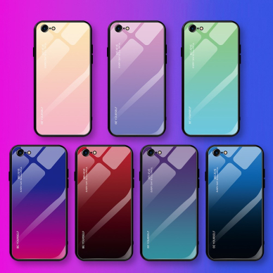 iPhone 7/8/SE 2020 žalia+melsva tracy GLASS nugarėlė 3