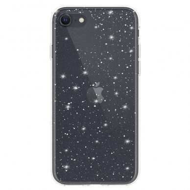 iPhone 7/8/SE 2020/SE 2022 clear Crystal Glitter nugarėlė 1