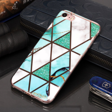 iPhone 7/8/SE 2020/SE 2022 Tracy nugarėlė Geometric marble white/green 4