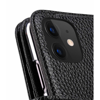 iPhone XR juodas odinis MELKCO WALLET+ BOOK dėklas 2