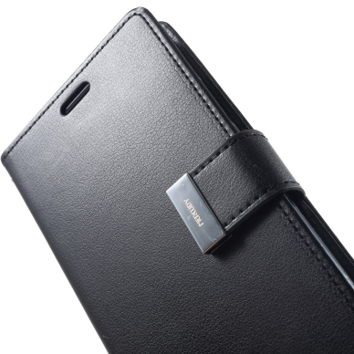 iPhone XR juodas MERCURY RICH DIARY dėklas 4