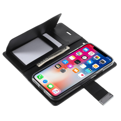iPhone X/XS juodas MERCURY RICH DIARY dėklas 6