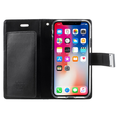 iPhone X/XS juodas MERCURY RICH DIARY dėklas 7