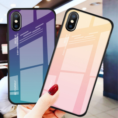iPhone X/XS rausva tracy GLASS nugarėlė 3