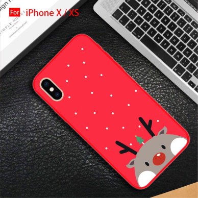 iPhone X/XS Tracy nugarėlė Christmas Grey Deer raudona