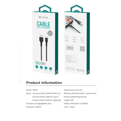 iPhone/iPad Lightning Gracious 2m black laidas DEVIA 2