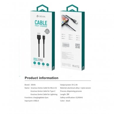 iPhone/iPad Lightning Gracious 2m black laidas DEVIA 2
