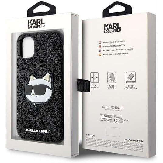 iPhone 11 black Glitter Choupette Patch KARL LAGERFELD nugarėlė 2