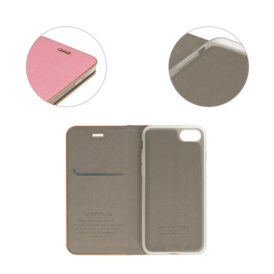 Iphone 7+/8+ šviesiai rožinis VENBOOK dėklas 3
