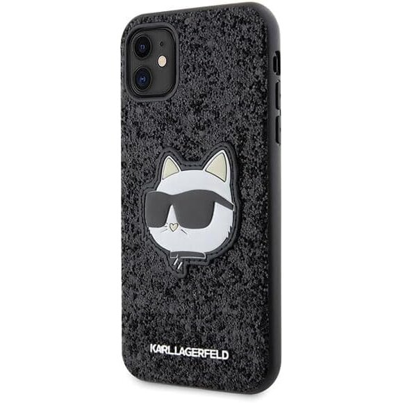 iPhone 11 black Glitter Choupette Patch KARL LAGERFELD nugarėlė