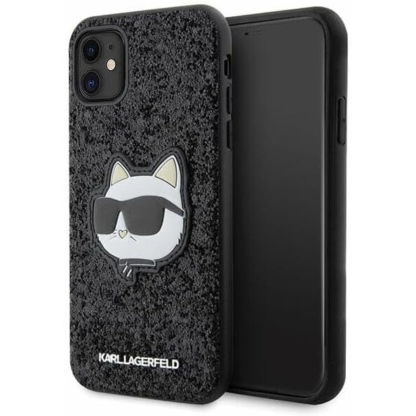 iPhone 11 black Glitter Choupette Patch KARL LAGERFELD nugarėlė 1