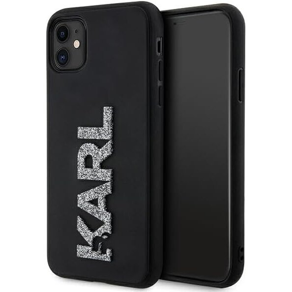 iPhone 11 black 3D Rubber Glitter KARL LAGERFELD nugarėlė 1