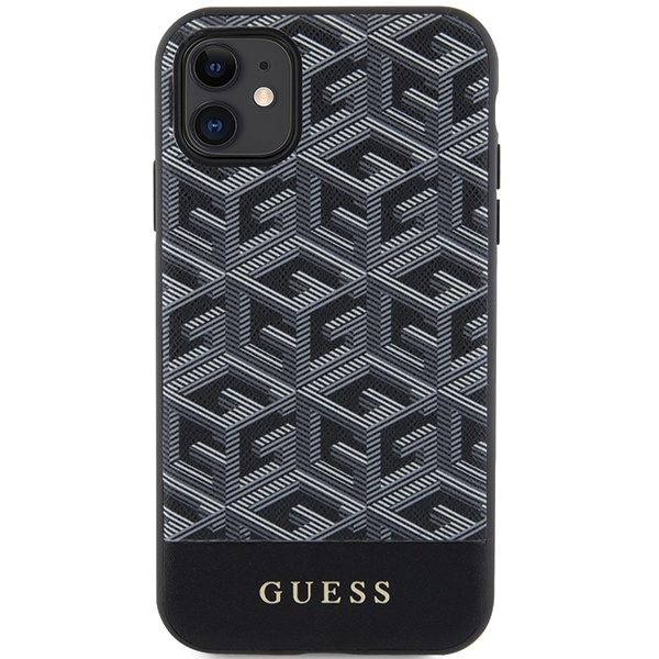 Iphone 11 black PU Leather GCube Stripes MagSafe GUESS nugarėlė 2