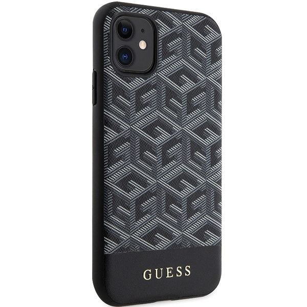 Iphone 11 black PU Leather GCube Stripes MagSafe GUESS nugarėlė 3