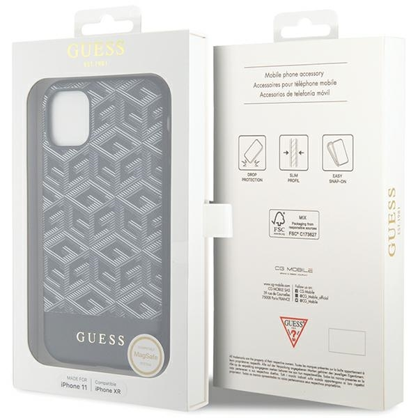 Iphone 11 black PU Leather GCube Stripes MagSafe GUESS nugarėlė 7