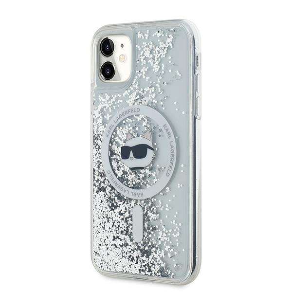 iPhone 11 Transparent Magsafe Liquid Glitter KC Heads KARL LAGERFELD nugarėlė 1