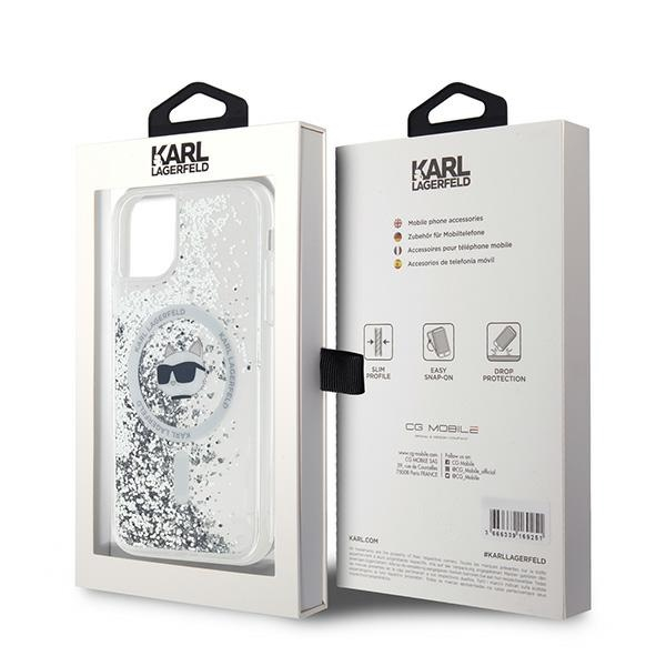 iPhone 11 Transparent Magsafe Liquid Glitter KC Heads KARL LAGERFELD nugarėlė 7