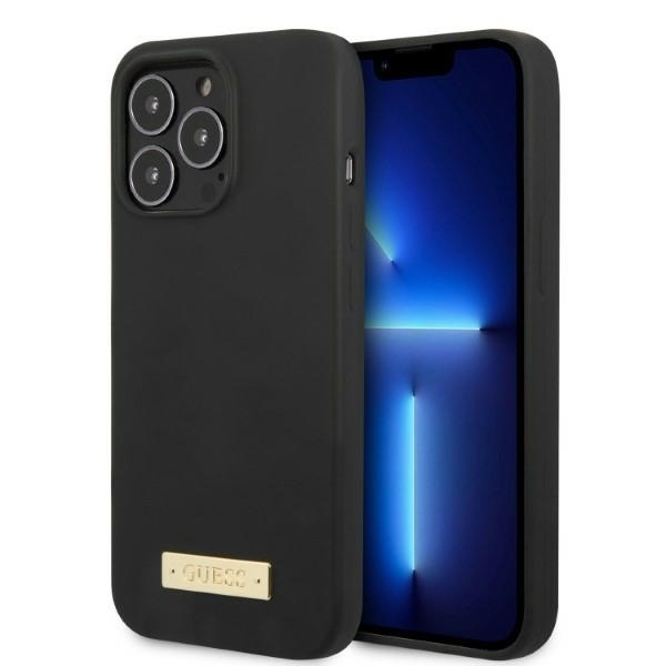 Iphone 13 PRO MAX black MagSafe Silicone Logo Plate GUESS nugarėlė