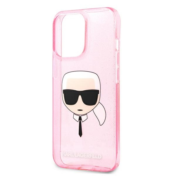 iPhone 13 PRO rožinė glitter KARL LAGERFELD nugarėlė KLHCP13LKHTUGLP 5