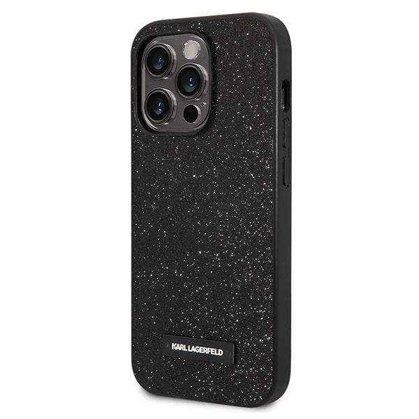 iPhone 14 PRO black Glitter Plaque Logo KARL LAGERFELD nugarėlė 1