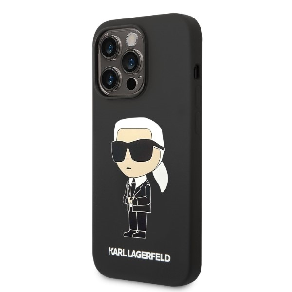 iPhone 14 PRO MAX black Silicone Ikonik Magsafe KARL LAGERFELD nugarėlė 1
