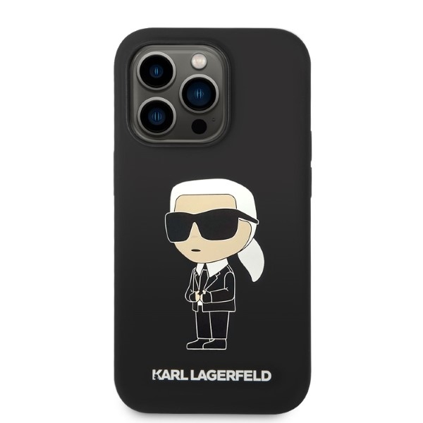 iPhone 14 PRO MAX black Silicone Ikonik Magsafe KARL LAGERFELD nugarėlė 2