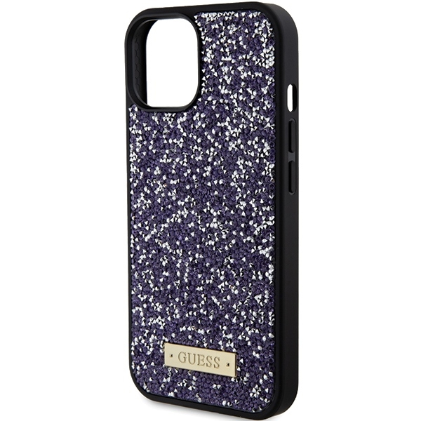 iPhone 15 / 14 / 13 purple Rhinestone Metal Logo GUESS nugarėlė 13