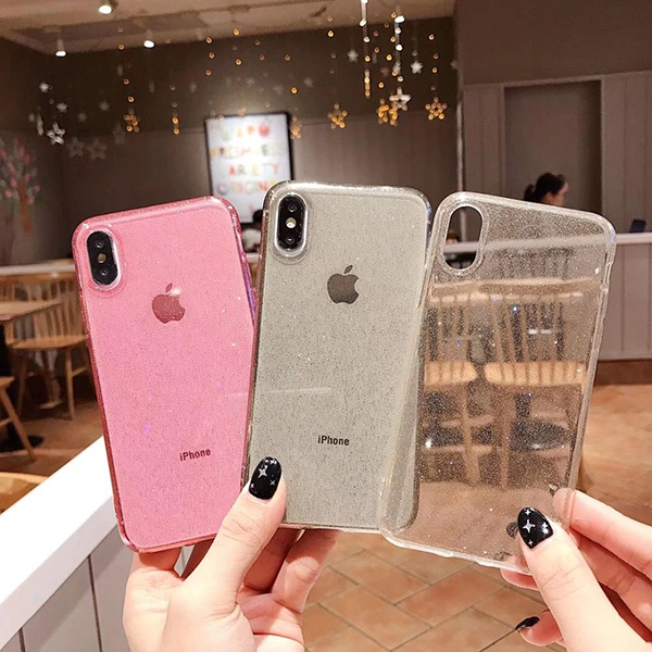 iPhone XR tamsi skaidri Crystal Glitter nugarėlė 2